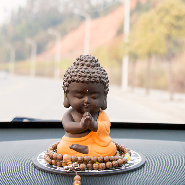 Buddha Stones小さな仏像 セレニティ 紫粘土 ホームデスクデコレーション