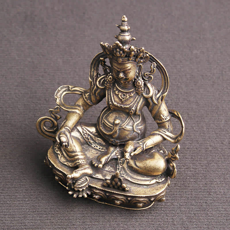 Buddha Stones黄色 ジャンバラ菩薩像 静寂の銅像 装飾