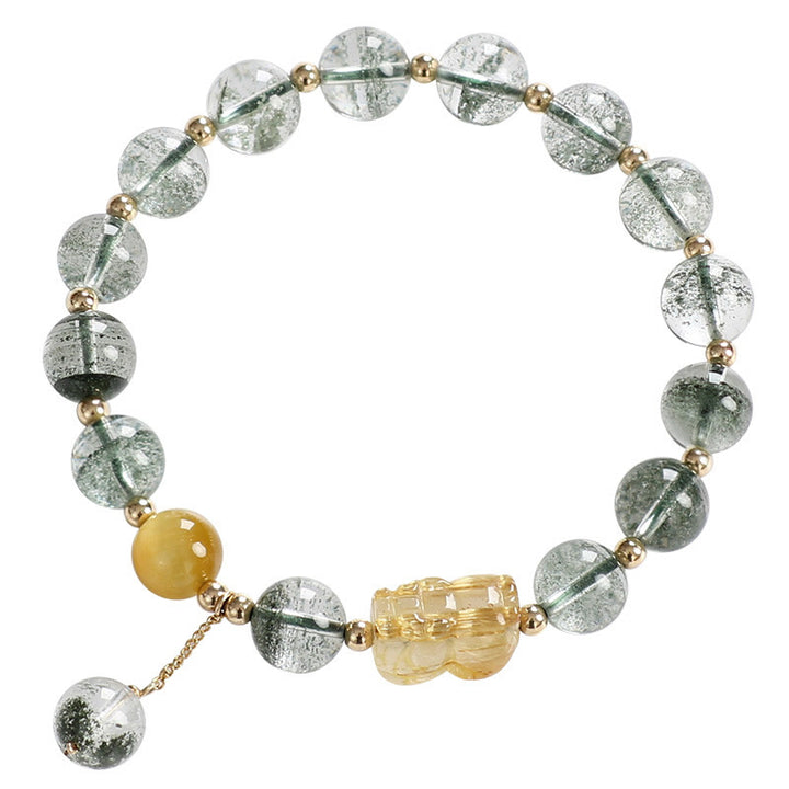 Buddha Stonesグリーンファントムシトリン 貔貅 自信ブレスレット