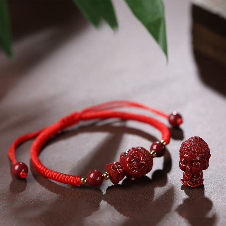 Buddha Stones十二支誕生仏辰砂 お守り 祝福 紐 ブレスレット