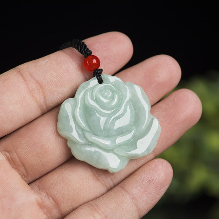 Buddha Stones蓮の模様 翡翠 豊穣 繁栄 ネックレス ストリングペンダント