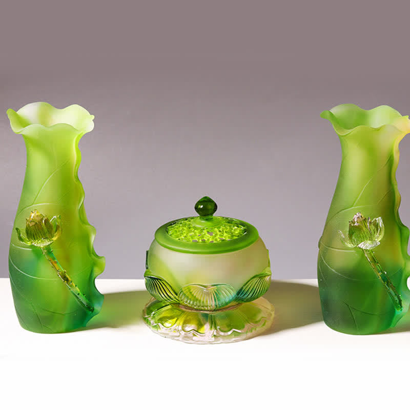 風水蓮手作りLiuliクリスタルアートピースホームオフィスの装飾品 - image 1