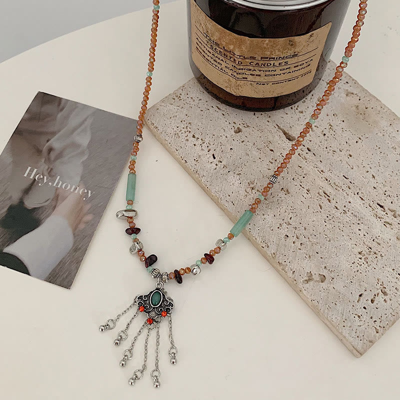 Buddha Stonesチベット水晶石 銅製 幸運のタッセルネックレスペンダント