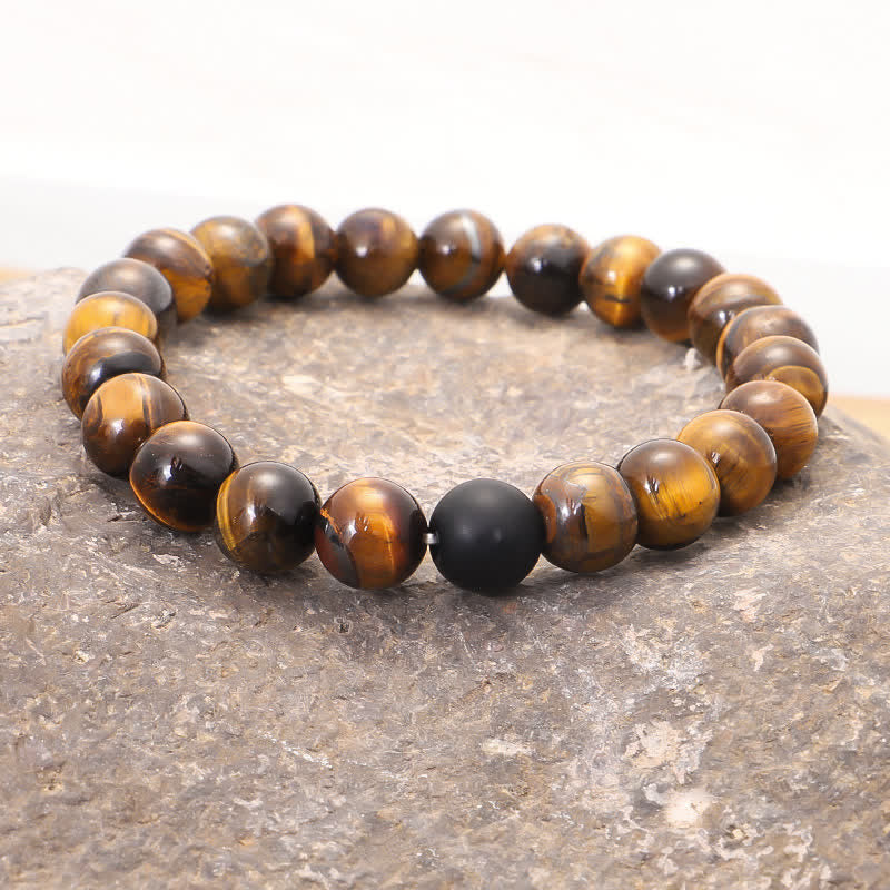 Buddha Stones108ビーズMalaタイガーアイ プロテクション タッセルブレスレット
