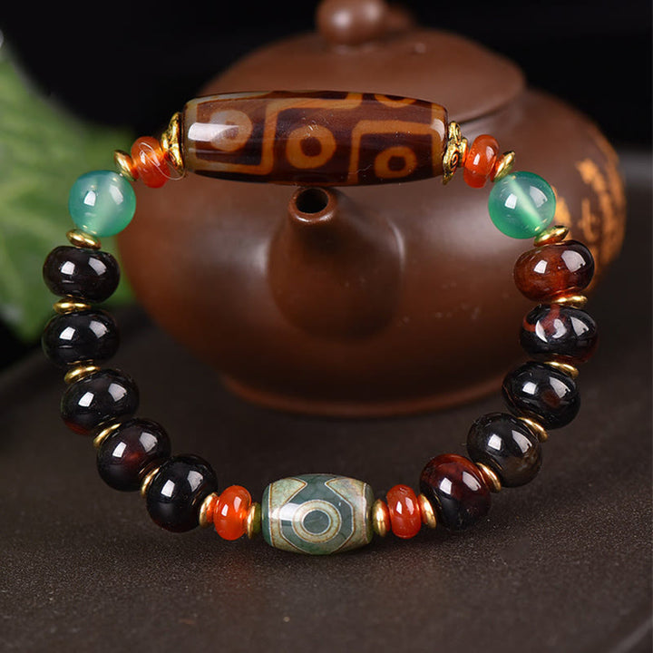 Buddha Stonesチベット天然九眼珠三眼珠護身ブレスレット