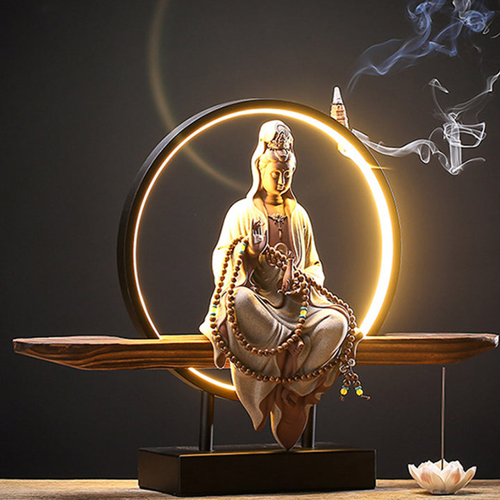 Buddha Stones仏陀 観音 陶器 蓮 リラクゼーション 香炉 装飾