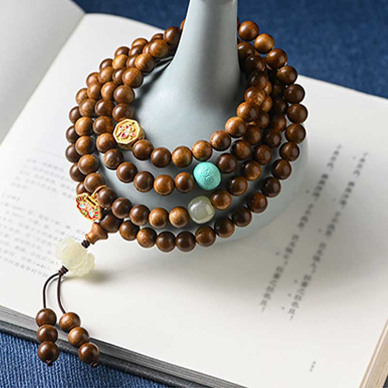 Buddha Stonesチベットローズウッド 保護 静寂 ブレスレットMala