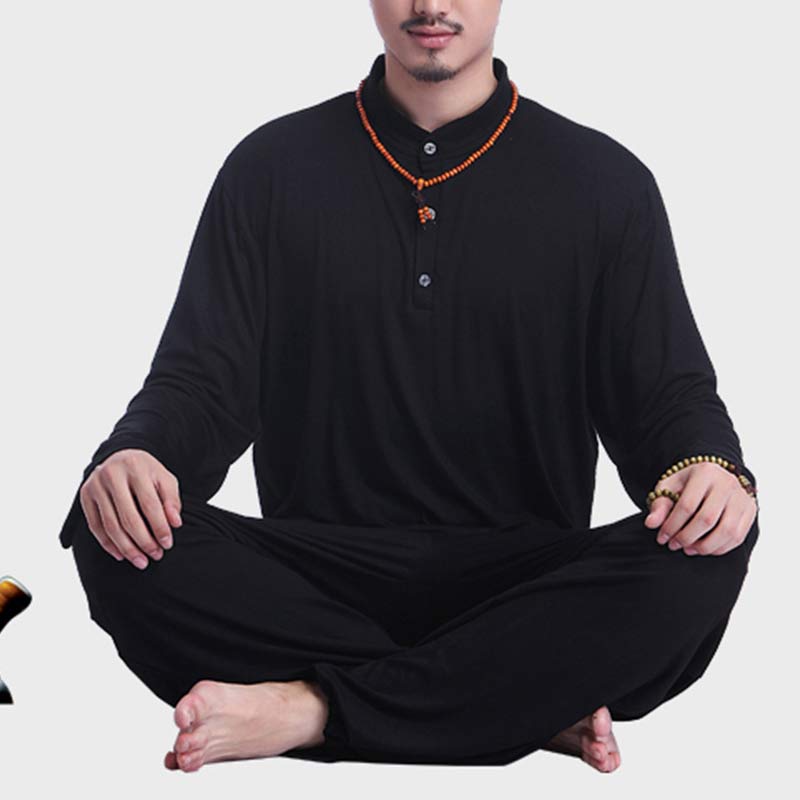 Buddha Stones瞑想 祈り スピリチュアル 禅 太極拳 練習 ヨガ ウェア メンズ セット - image 23