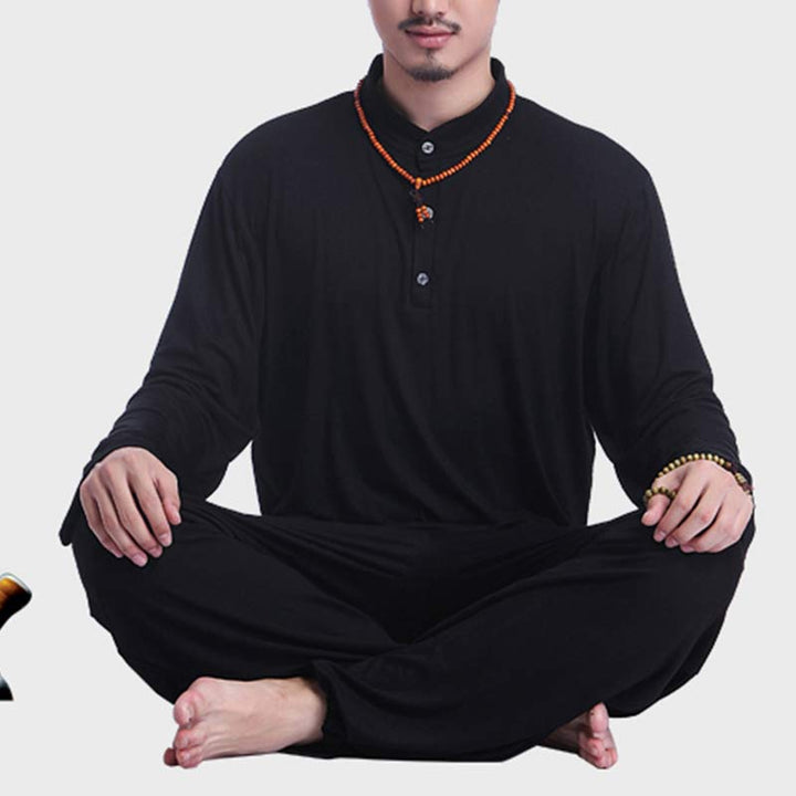 Buddha Stones瞑想 祈り スピリチュアル 禅 太極拳 練習 ヨガ ウェア メンズ セット - image 23