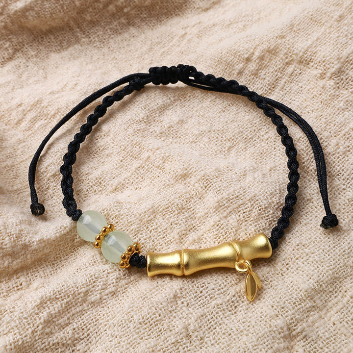 Buddha Stonesと竹のデザイン、幸運と強さを授ける編み込みブレスレット