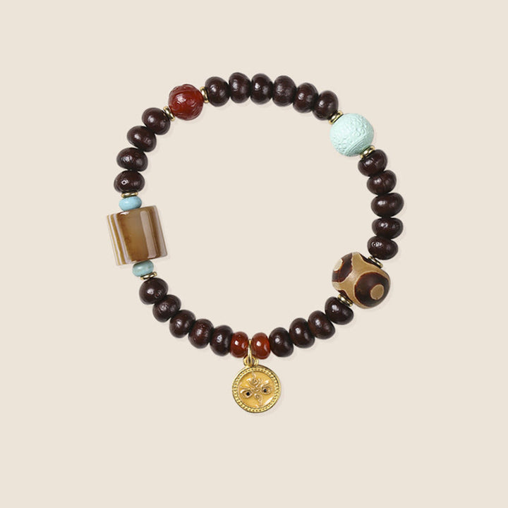 Buddha Stones天然チベット紫菩提樹シードビーズ 富の神 知恵のブレスレット