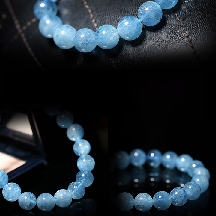 Buddhastoneshop アクアマリンビーズ ピースヒーリングブレスレット