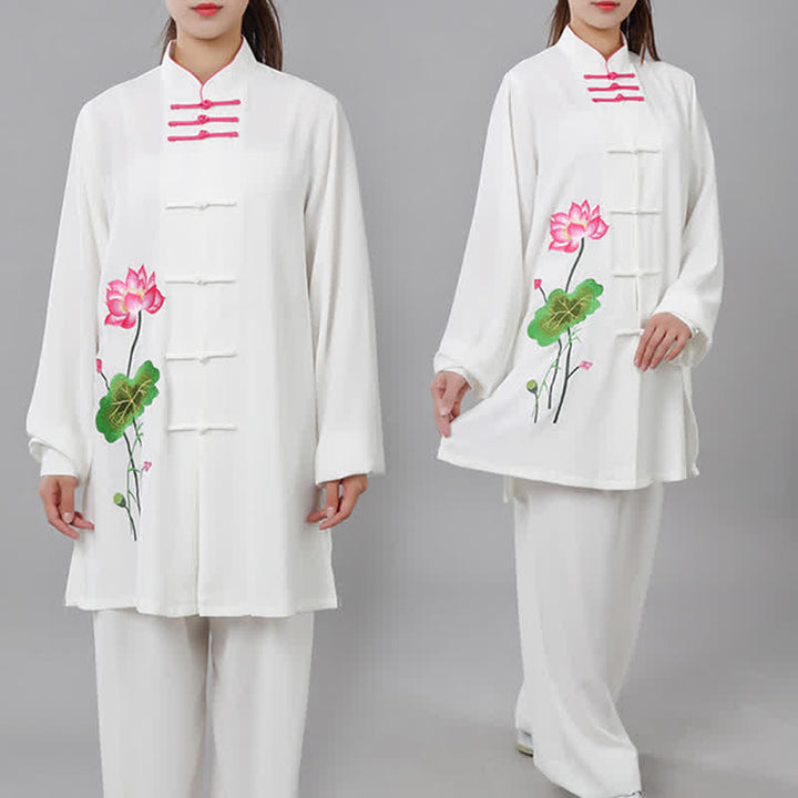 Buddha Stones蓮の花 葉模様 太極拳 瞑想 祈り スピリチュアル 禅 練習 服 レディース セット - image 3