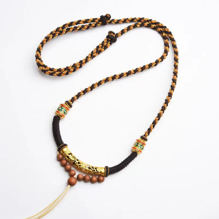 チベットの手作りのBuddha Stonesキングコングノットオーム・マニ・パドメ・フム祈祷ホイールの紐ネックレスペンダント - image 8