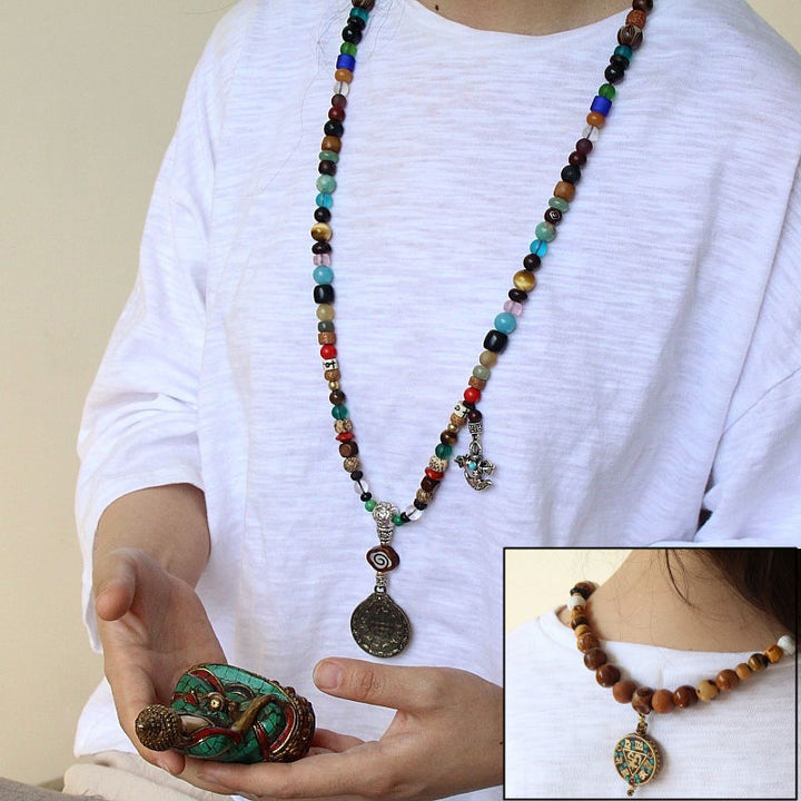 チベットのBuddha Stones108個のMala、九宮八卦菩提樹の実、ヤクの骨の金剛杵、調和のブレスレット