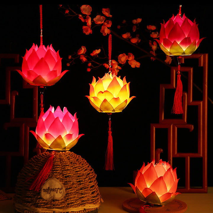 Buddha StonesDIY蓮の花ドラゴンランタンタッセルランプ装飾
