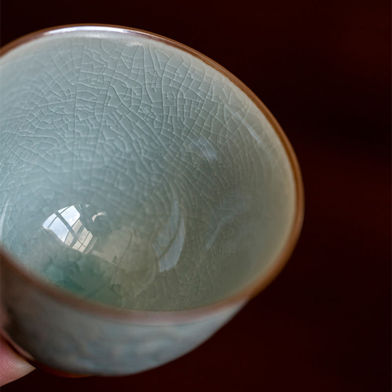 Buddha Stones蓮彫刻陶器ティーカップカンフーティーカップ