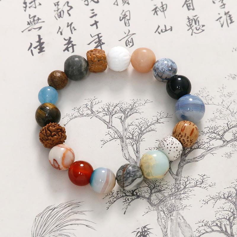 Buddha Stones天然菩提樹の水晶石 瑪瑙 悪霊除けブレスレット