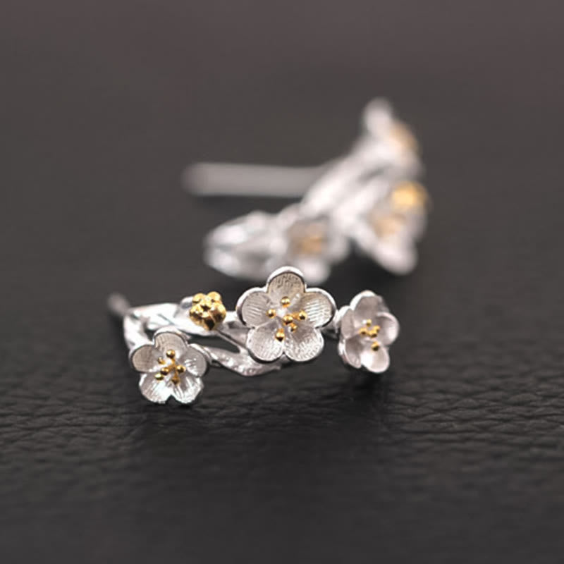 Buddha Stones925スターリングシルバー 梅の花 フローラルブレッシングイヤリング