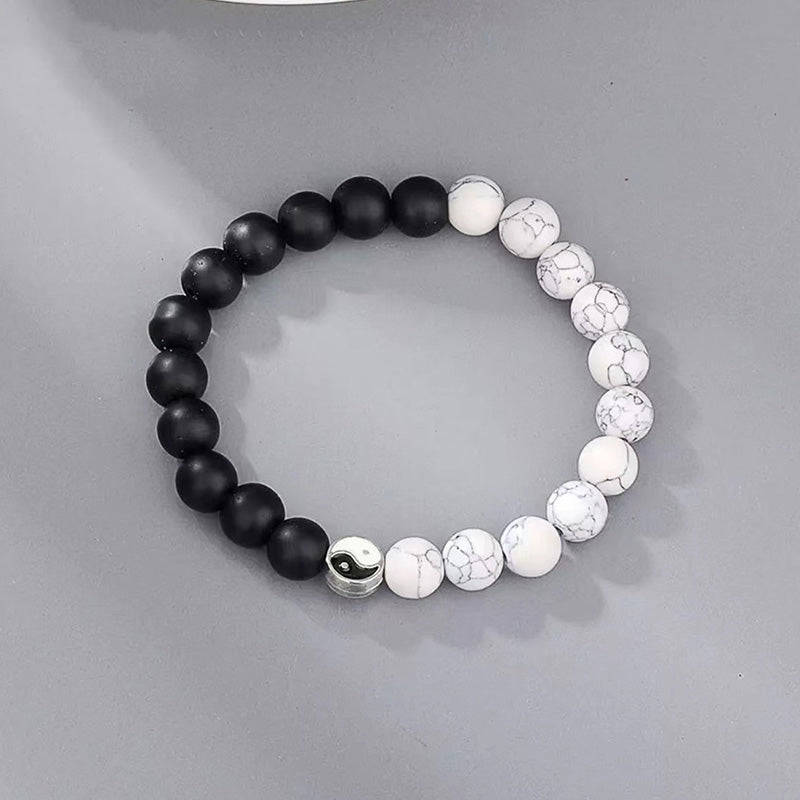 Buddha Stones3個入り 天然ホワイトターコイズ フロストストーンビーズ 陰陽開運財運ブレスレット