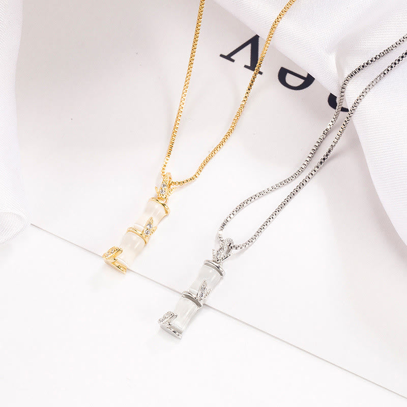Buddha Stonesカルセドニー竹模様ハーモニーネックレスペンダント