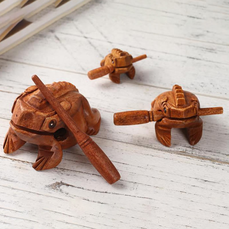 Buddha Stones手作り 風水 富運 カエル ミニ木製 鳴き声 カエル ギロ 装飾 - image 3