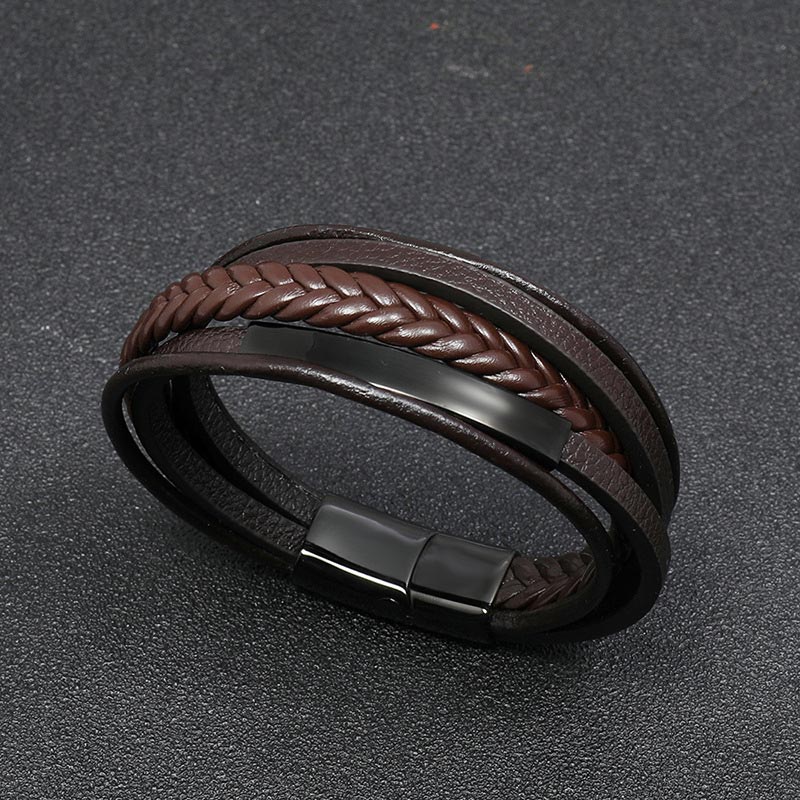 Buddha Stonesシンプルデザイン チタン鋼 レザー 幸運ブレスレット