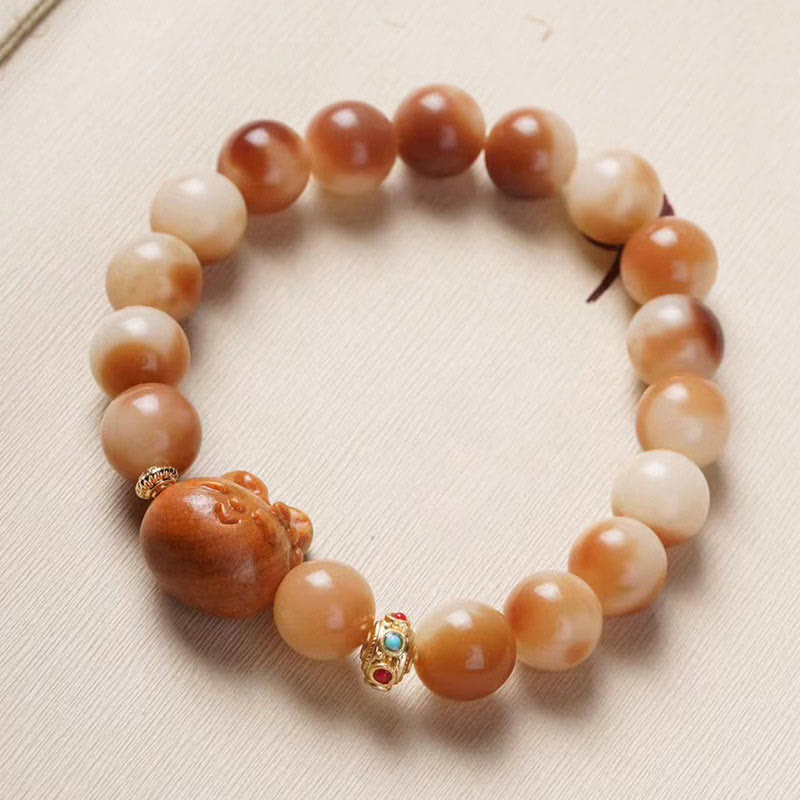 天然Buddha Stones愛らしいウサギの平和ブレスレット