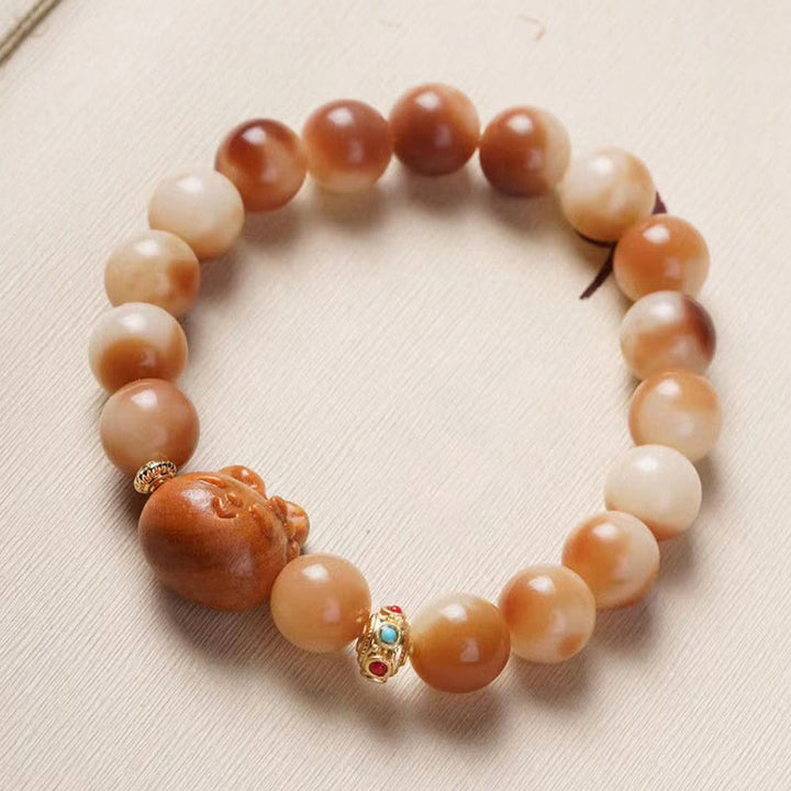 天然Buddha Stones愛らしいウサギの平和ブレスレット