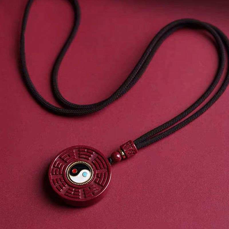 Buddha Stones天然辰砂 八卦 回転式 陰陽 邪悪な霊を寄せ付けない ネックレス ペンダント - image 3