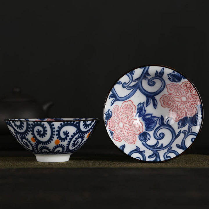 Buddha Stones、花、フーキャラクター、山、蓮、桜、陶器のティーカップ、カンフーティーカップ