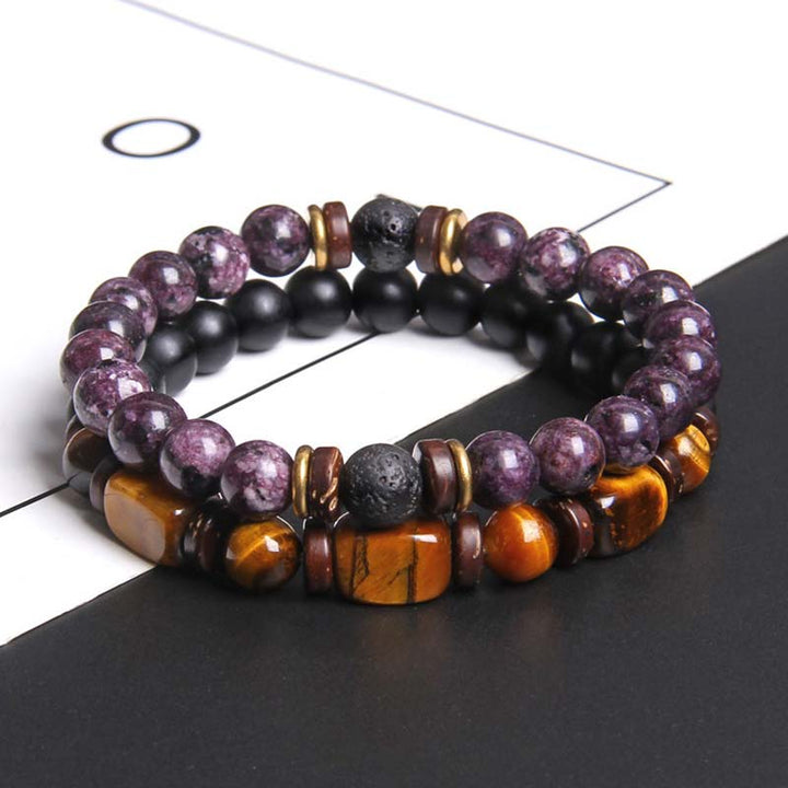 Buddha Stones2個入り ヒーリングクリスタル エンペラーストーン タイガーアイ ビーズブレスレット