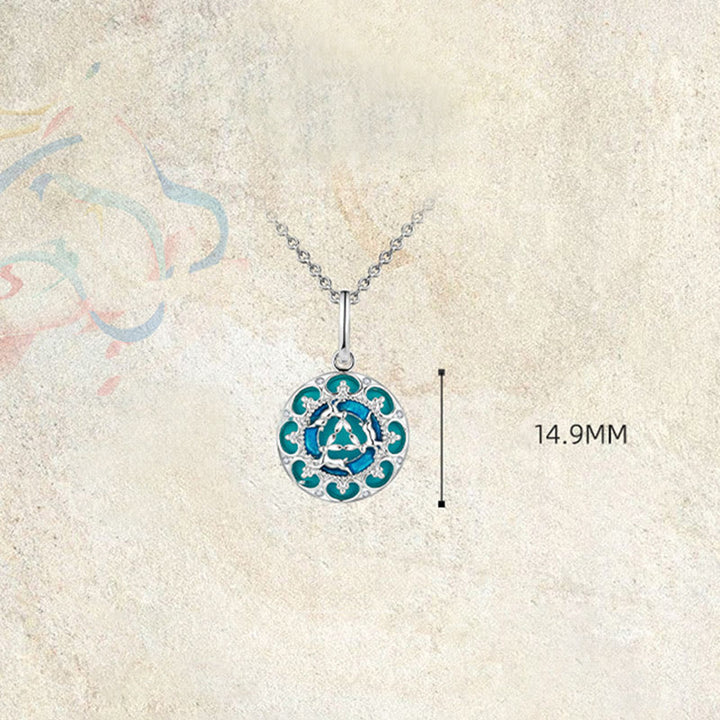 Buddha Stones925スターリングシルバー ラウンドターコイズ 3匹のウサギ バランスネックレスペンダント