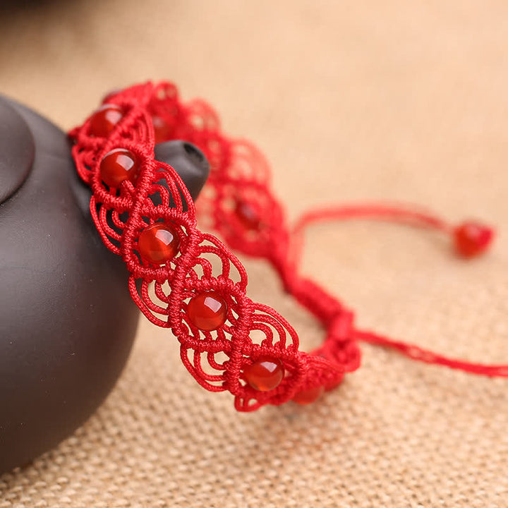 Buddha Stonesレッドアゲート 自信の赤い糸ブレスレット