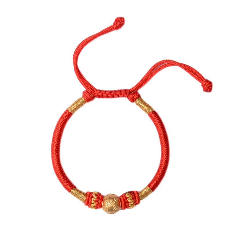 Buddha Stones999 スターリングシルバー ラウンド銅貨 守護 幸運 ビーズ ストリングブレスレット