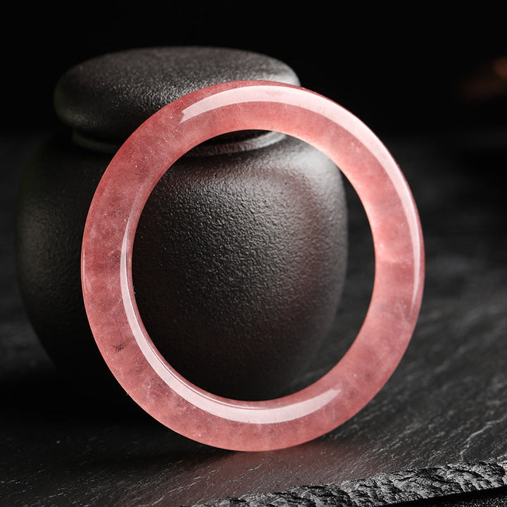 Buddha Stones天然ストロベリークォーツ ラブヒーリングブレスレット バングル