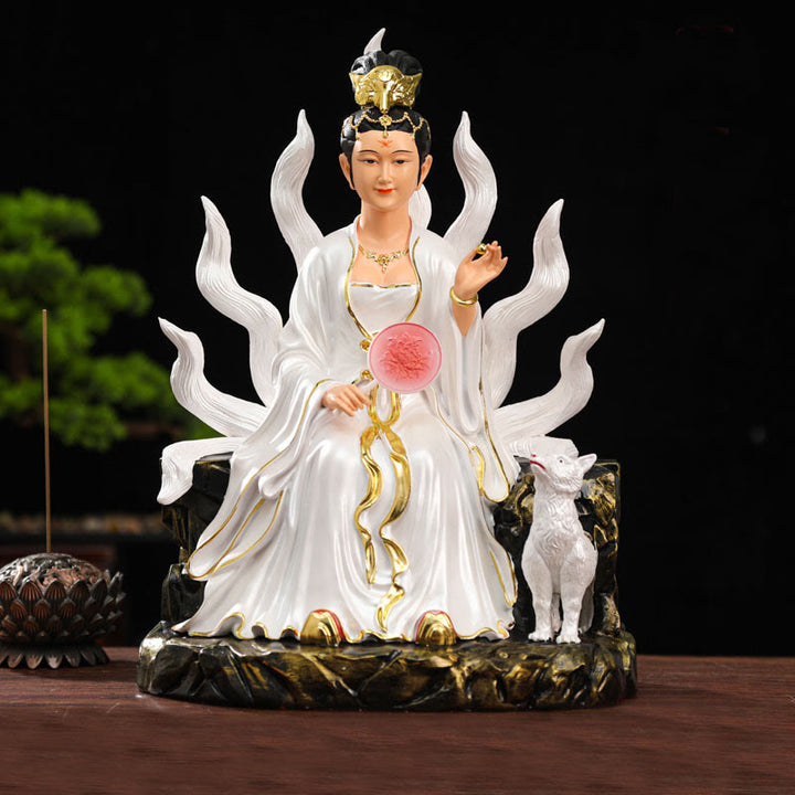 Buddha Stones九尾の狐 妖精 幸運 守護 樹脂製 ホームデコレーション
