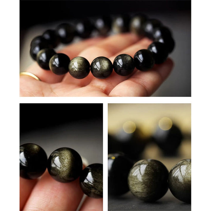 Buddha Stones925 スターリングシルバー十二支誕生仏天然金光沢 黒曜石 琥珀 富の守護ブレスレット - image 17