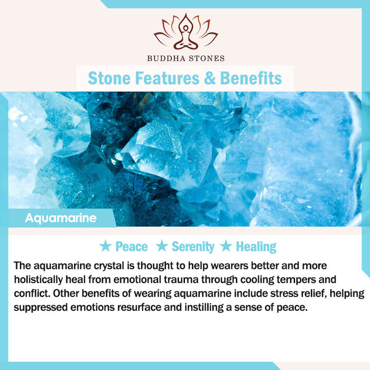 Buddha Stones天然アクアマリンパール ヒーリング イチョウの葉 バタフライ チャームブレスレット