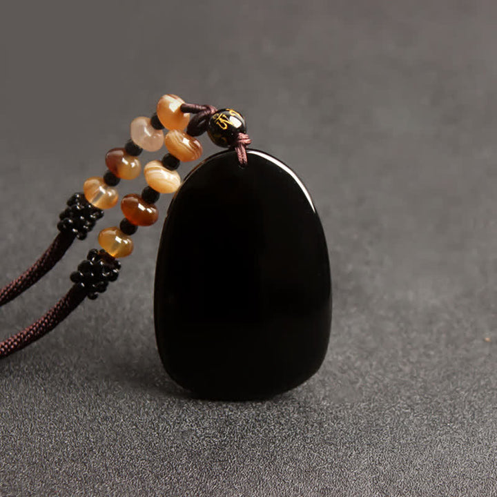 Buddha Stonesブラックオブシディアン タイガーアイ ドラゴン フェニックス 守護ビーズネックレスペンダント - image 6