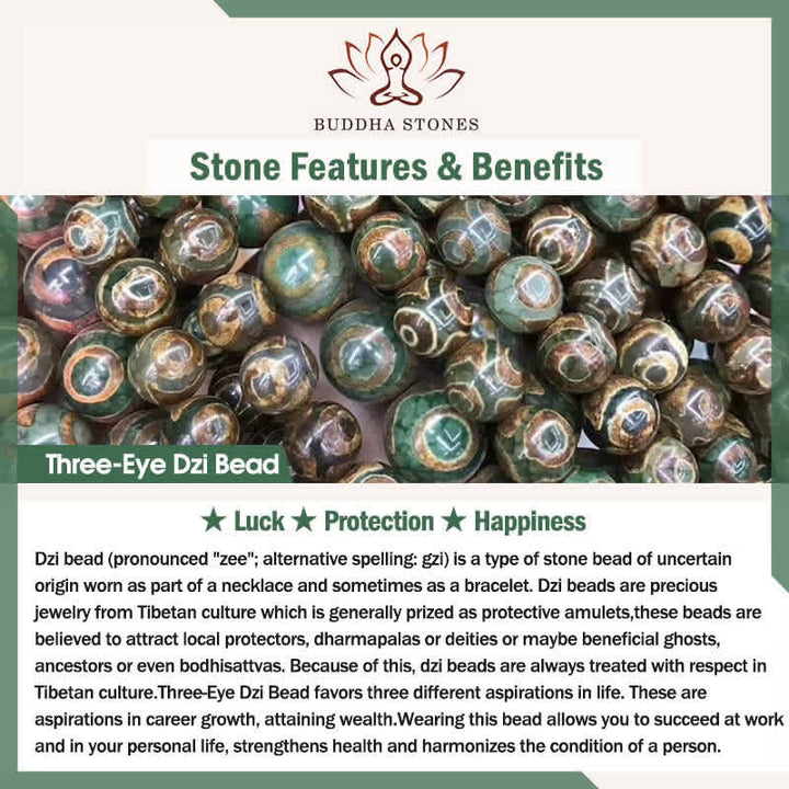 Buddha Stonesチベット 108 個Malaビーズ ブラックオニキス 三目 ジービーズ 守護ブレスレット