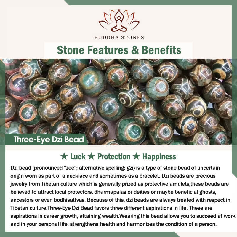 Buddha Stones 108 個入りMalaビーズ 三目玉 九目玉 翡翠 幸運ブレスレット