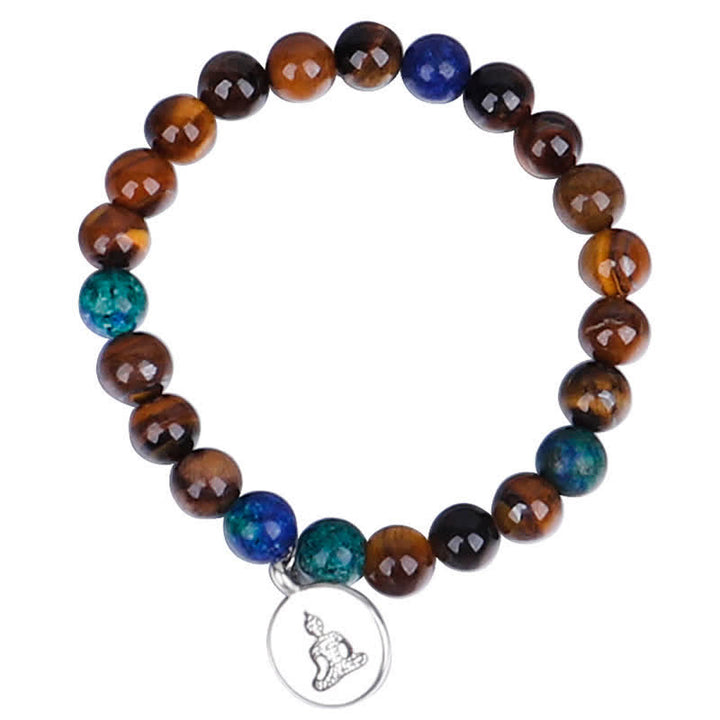 Buddha Stones108Malaビーズ タイガーアイ 仏陀の強さのブレスレット タッセルネックレス ペンダント