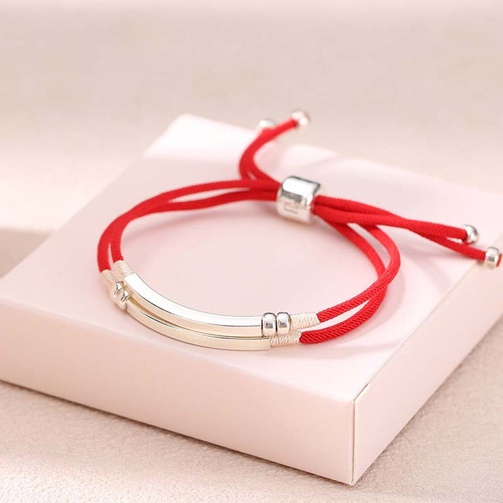 Buddha Stones925 スターリングシルバー レッドストリング レイヤードブレイドブレスレット