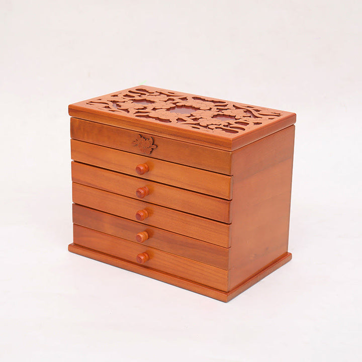 Buddha Stones大容量 ヴィンテージ 花彫り 木製 ジュエリーボックス 6層 ジュエリー収納ボックス - image 15