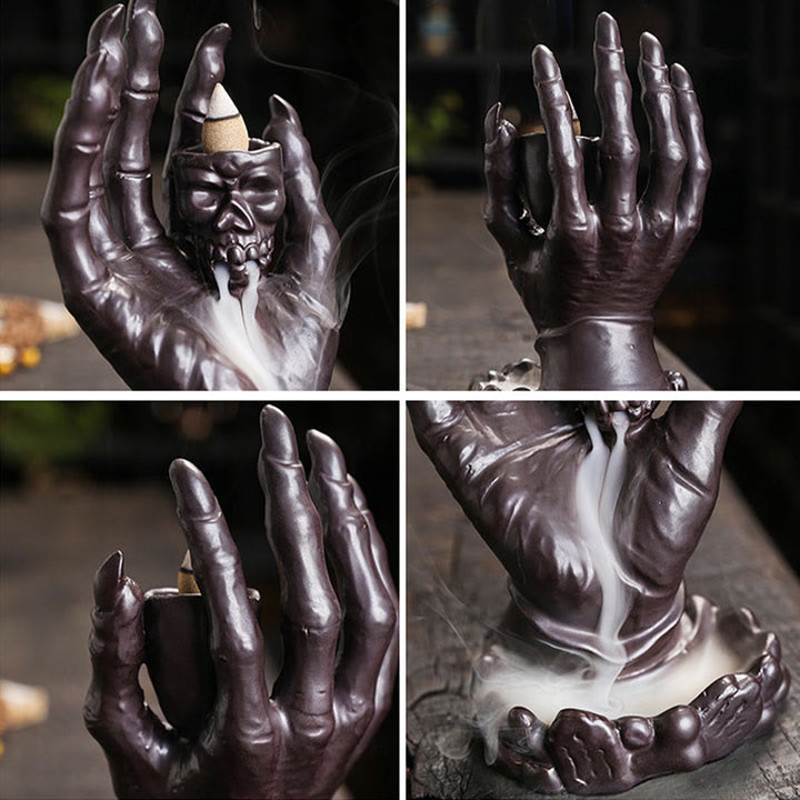 Buddha Stonesハロウィン ゴーストハンド スカルヘッド セラミック 平和 癒し 香炉 装飾