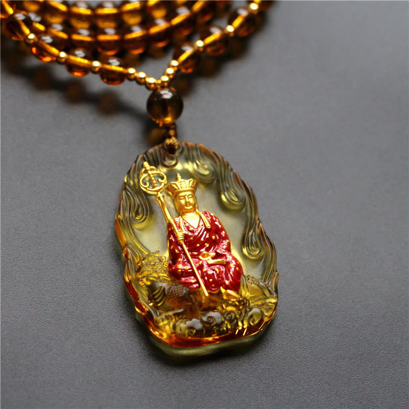 Buddha Stones地蔵仏リウリ クリスタル 慈悲のお守り ネックレス ペンダント - 黄色の地蔵菩薩 - image 3