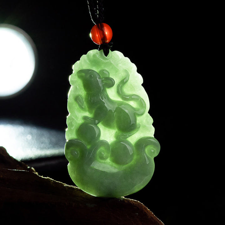 Buddha Stones天然グリーン翡翠 12星座 幸運 繁栄 ネックレス ペンダント - image 7