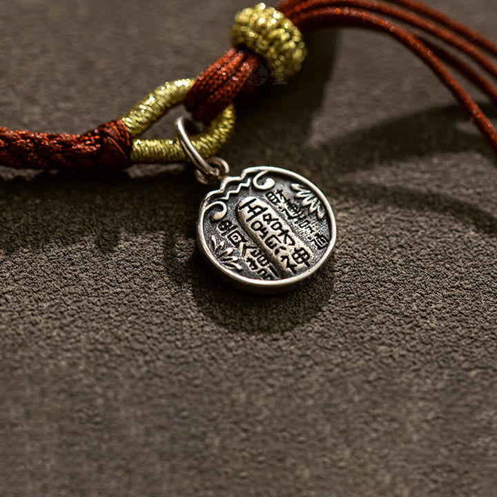 Buddha Stonesハンドメイド 925 スターリングシルバー 五行神 富と幸運の守護 紐編みブレスレット