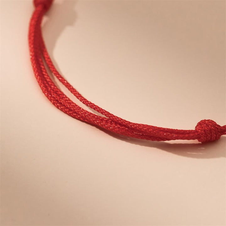 Buddha Stonesハンドメイド999スターリングシルバー龍年幸運レッドブレスレット